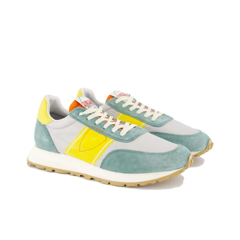 PHILIPPE MODEL Heren Tour Low Top Casual Shoes Men's Gray Green Yellow-2