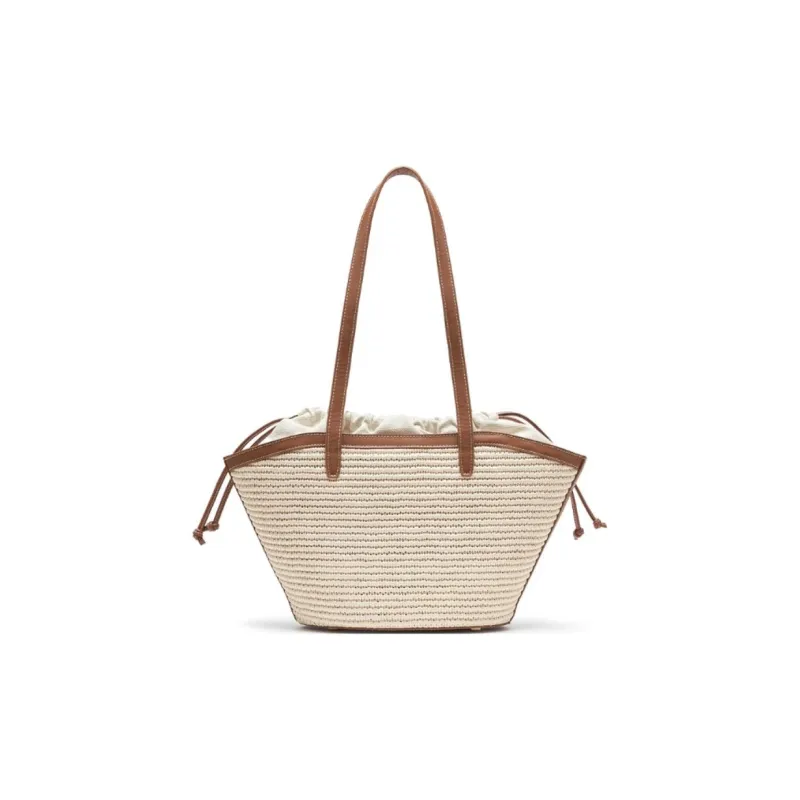 Staccato Fabric Tote Bag, Shopping Bag, Shoulder Bag Tubas Women's Classical Style Ecru-2