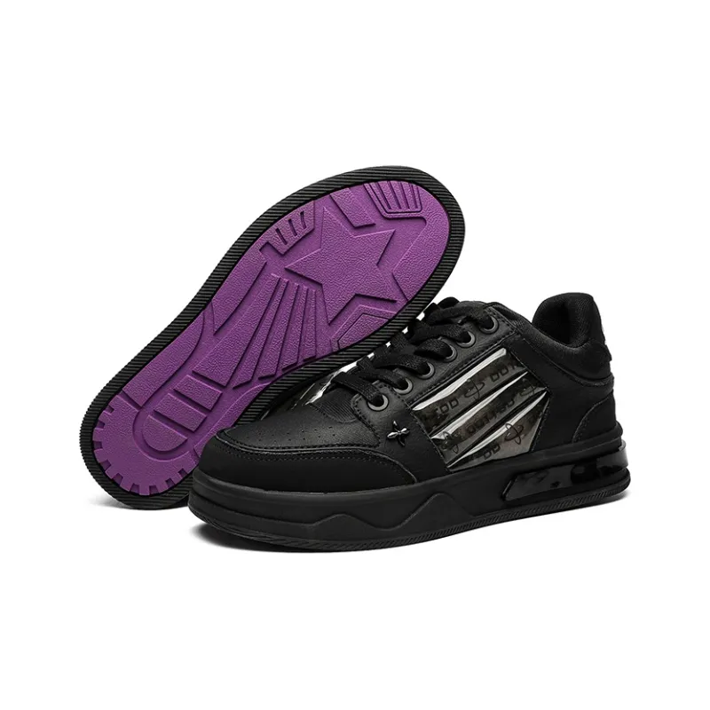 ESTEE GEEA Coverage Anti-Slip And Wear-Resistant Lightweight Height Increasing Low-Top Skateboard Shoes Unisex Black-4