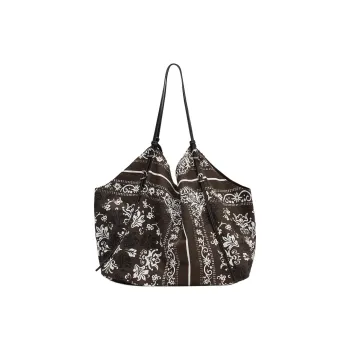 ZARA Cotton Tote Bag, Shopping Bag, Shoulder Bag Large Size Women's Brown