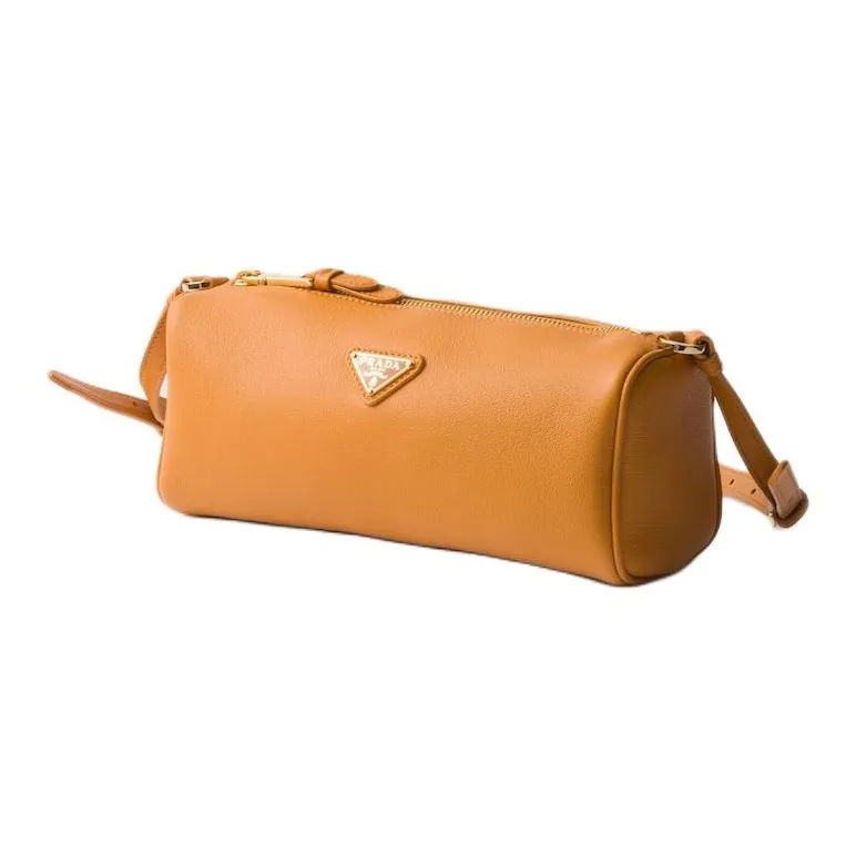 PRADA Leather Clutches Shoulder Bags Women's Amber-1