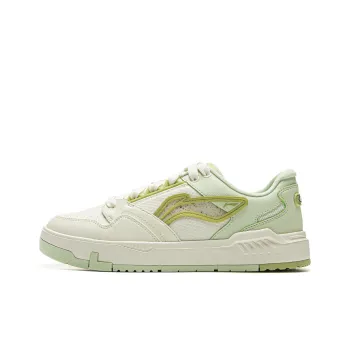 LiNing COMMOM 80s Wear resistant Non slip And Breathable Low Top Skateboard Shoes Women's Beige White Green