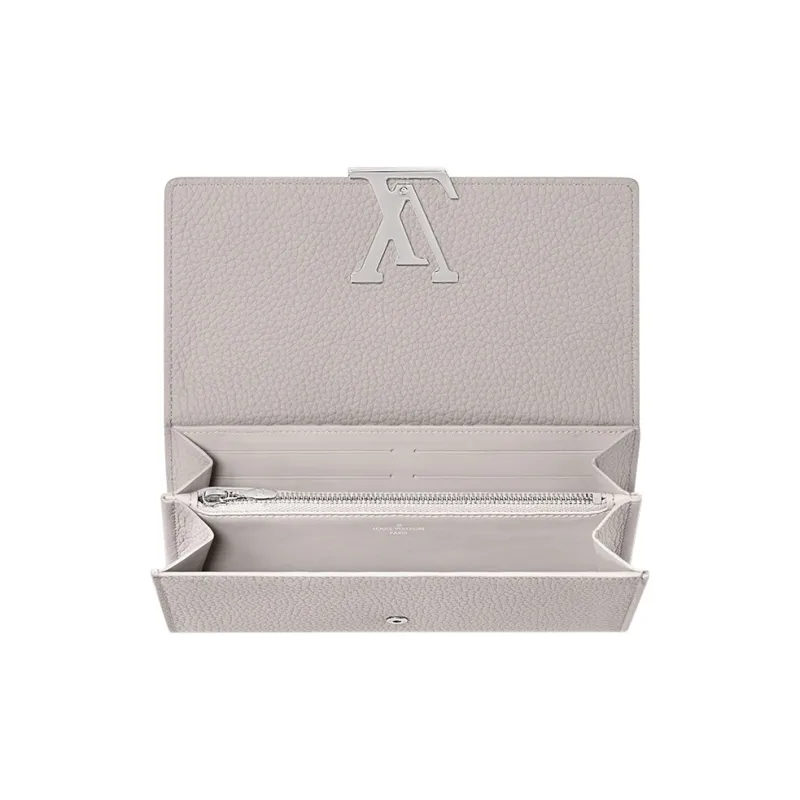 LOUIS VUITTON Capucines Cow Leather Wallet Women's Bloom Gray-3