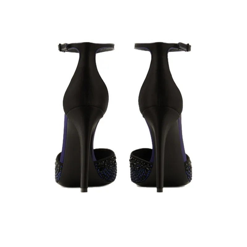 AMANI Chunky Heel High Heels 9.5cm Women's Blue Black-4