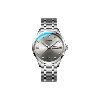 LINGKE Automatic Mechanical Movement Stainless Steel Watchband Watch Men's Watches Gray Dial