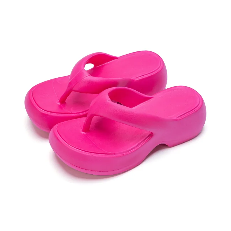 Soft EVA Ankle Platform Height Increasing Women's Flip Flops, Minimalist Style, Versatile Comfortable Home Slippers-1