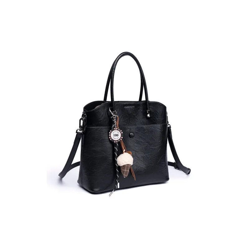 GELANDAI Vegetable Tanned Cow Leather Handbag, Shoulder Bag, Crossbody Bag Regular Women's Coffee/Black-8