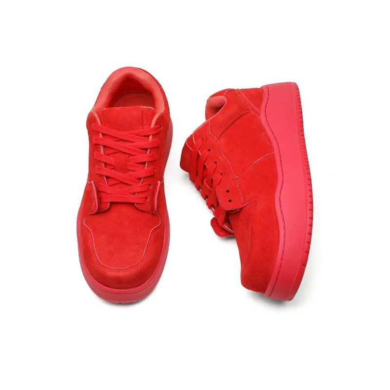 ESTEE GEEA Coverage Anti-Slip And Wear-Resistant Lightweight Height Increasing Low-Top Skateboard Shoes Unisex Red-2