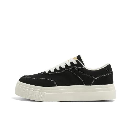 HUANQIU Anti Slip And Wear Resistant Height Increasing Low Top Canvas Shoes Men's Black