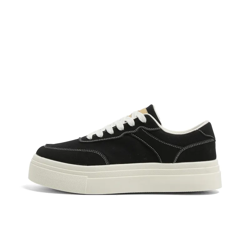 HUANQIU Anti Slip And Wear Resistant Height Increasing Low Top Canvas Shoes Men's Black-0
