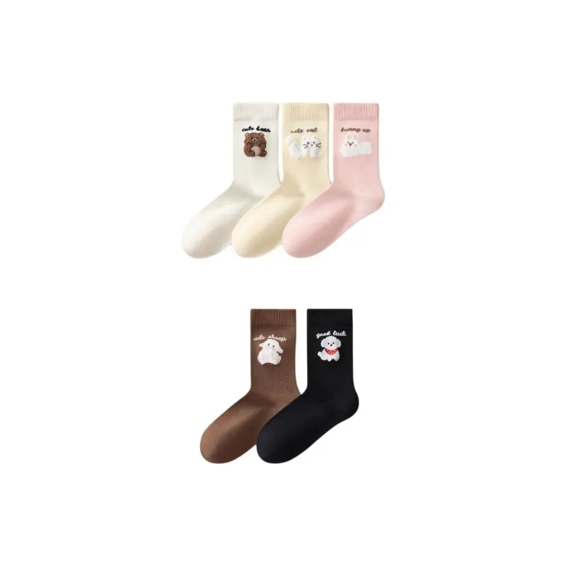 Temooues Mid Calf Socks Women's Combo Set-0