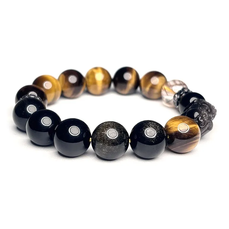 MOUNTAINS AND MANS Tiger's Eye Stone Luxury Good Luck Beaded Bracelet Men's-3