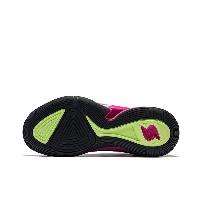 Erke Humble TD Cushioning Rebound Anti Rollover Low Top Basketball Shoes Men's Jet Black Laser Fuchsia-4