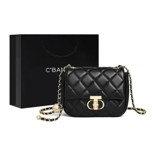C°BANNER Synthetic Leather Chain Bag, Shoulder Bag, Crossbody Bag Medium Size Women's Black