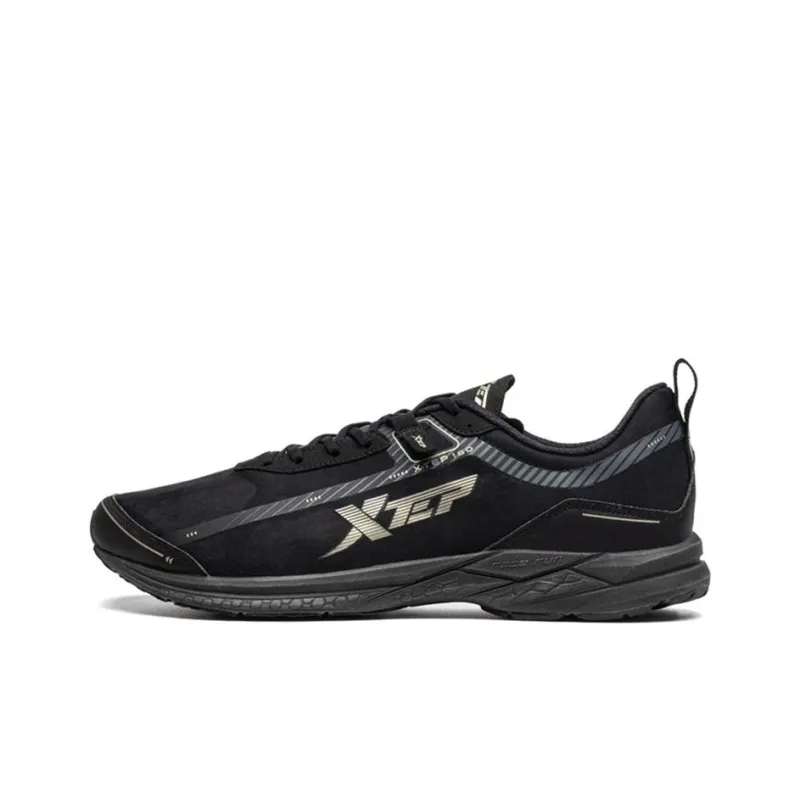 XTEP Race 160 Cushioned Anti Slip Wear Resistant Breathable Lightweight Low Top Running Shoes Men's Black Gold-0