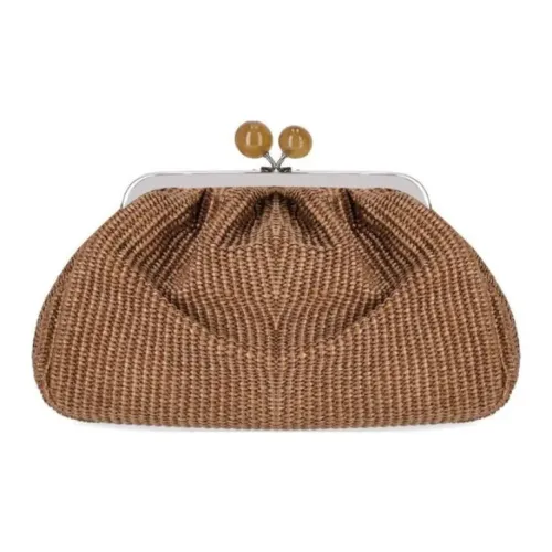 WEEKEND MaxMara Cotton One Shoulder Handbag Medium Size Women's Tan