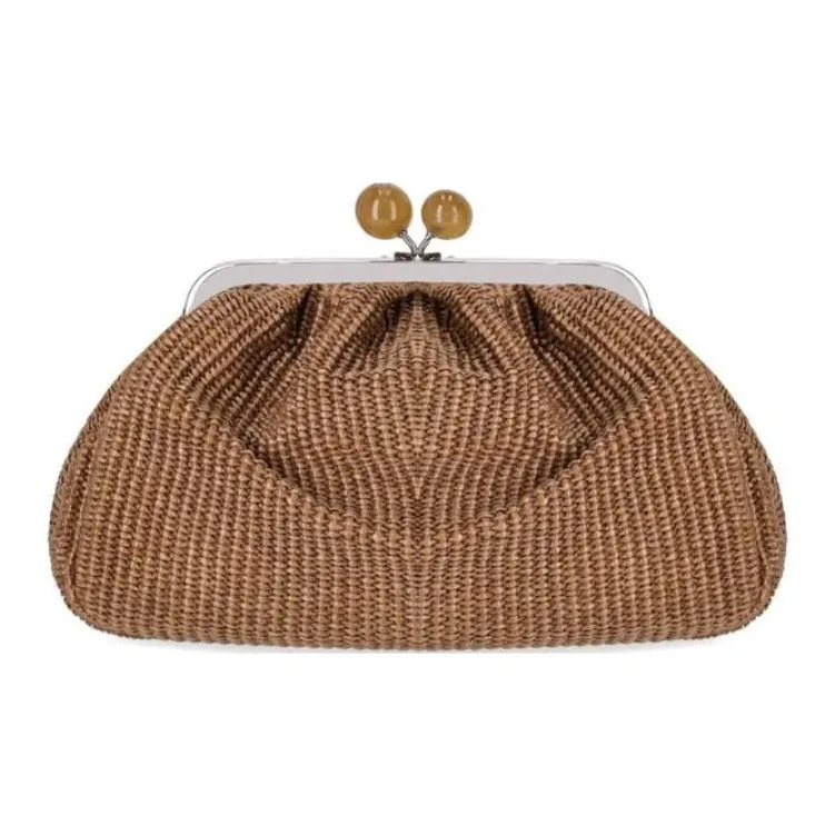 WEEKEND MaxMara Cotton One Shoulder Handbag Medium Size Women's Tan-0