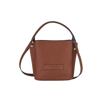 LONGCHAMP Cow Leather Bucket Shoulder Bag, Crossbody Bag, Handbag Small Size Women's Brown