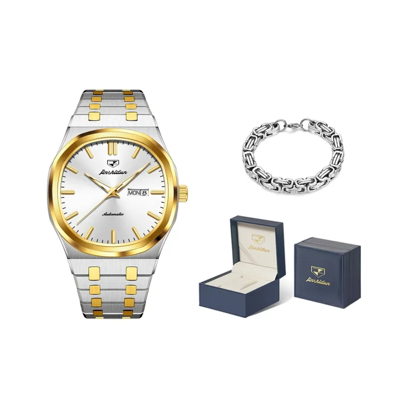 Jin Shi Dun Artisan Collection Mechanical Movement Stainless Steel Watchband Watch Men's Watches White Dial-12