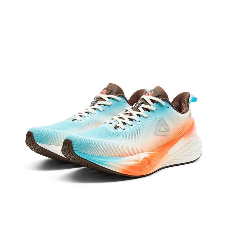 PEAK Cushioned Slip Resistant Abrasion Resistant Low Top Casual Running Shoes Men's Crystal Blue Neon Orange-2
