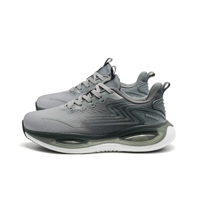 Warrior Cushioned Slip-Resistant Breathable Low-Top Casual Long Distance Running Sprint Running Shoes Men's Gray-2