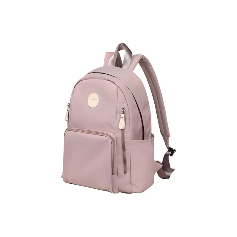 PT'SON Fabric Backpacks Large Size Unisex Ecru/Purple/Green-3