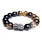 Tiger's Eye Stone+Rutilated Quartz Rich Overnight Beaded Bracelet for Men