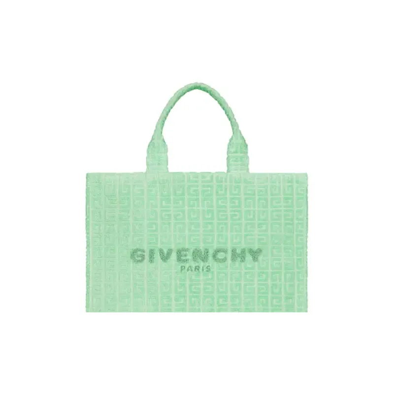 GIVENCHY Cotton Wool Gauze Tote Bag Shopping Bag Handbag Medium Size Women's Green-4