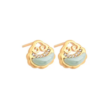Heng Tai Jewelry Ice Type Jadeite Stud Earrings Women's