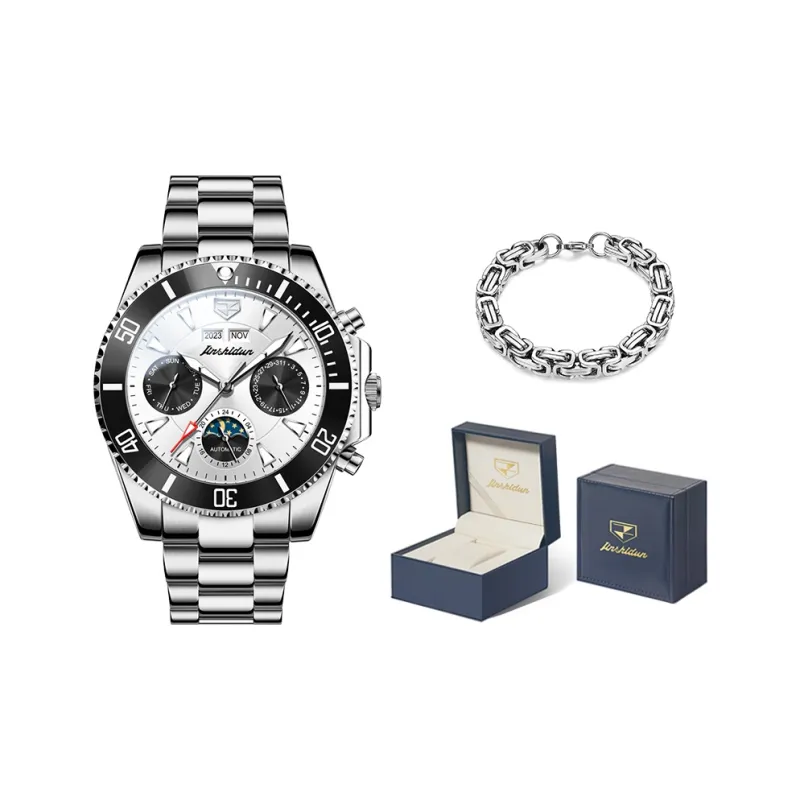Jin Shi Dun Artisan Collection Mechanical Movement Stainless Steel Watchband Watch Men's Watches Black Dial-0