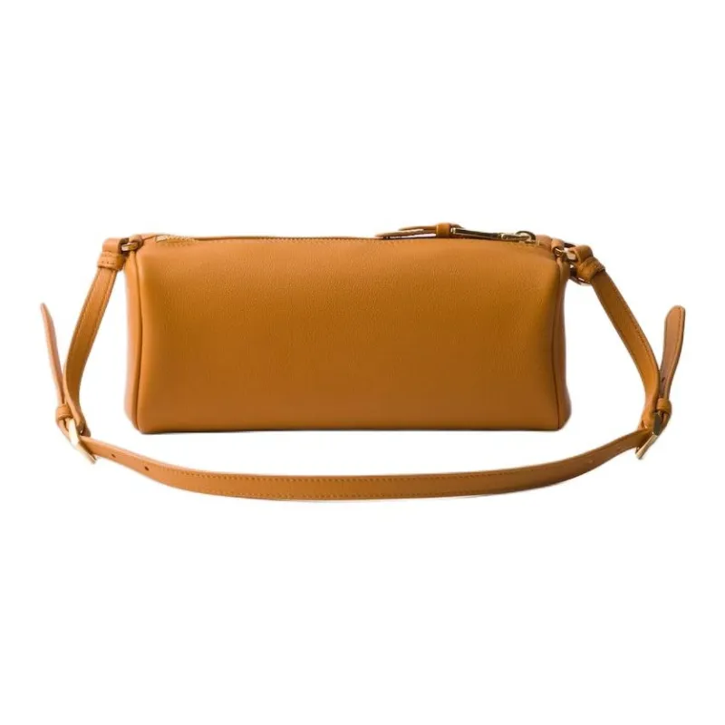 PRADA Leather Clutches Shoulder Bags Women's Amber-2