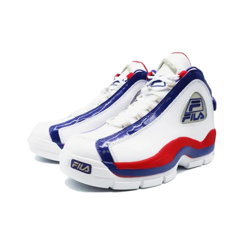 FILA Grant Hill 2 Anti Slip Wear Resistant Mid Top Basketball Shoes Men's White Purple-1