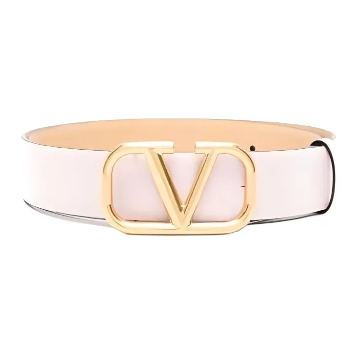 Valentino Calfskin Metal Leather Belts Women's Pink --0