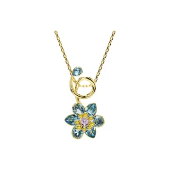 Swarovski Faux Crystal, Alloy, Silver Plated, Gold Plated Necklaces Unisex Blue