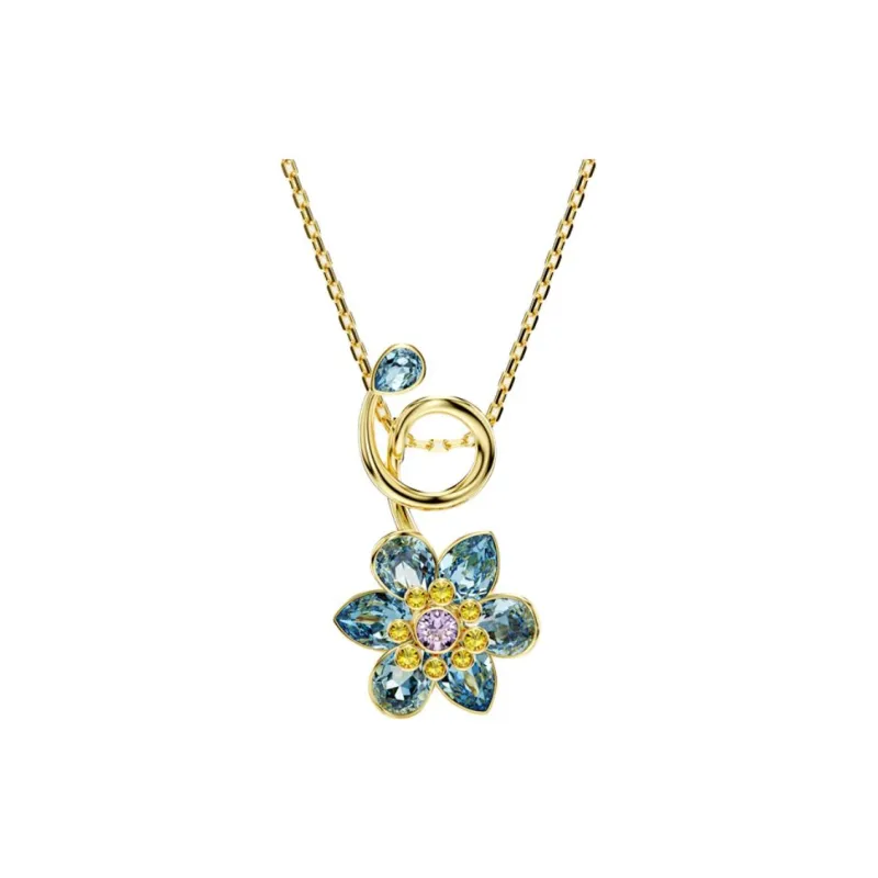 Swarovski Faux Crystal, Alloy, Silver Plated, Gold Plated Necklaces Unisex Blue-0