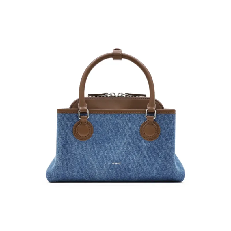 MUVA Denim Multilayer Handbag Medium Size Women's Denim Blue-0