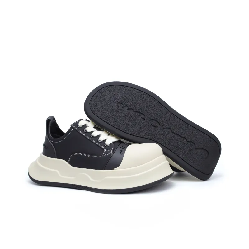 ESTEE GEEA Coverage Anti-Slip Wear-Resistant Breathable Height Increasing Low-Top Skateboard Shoes Unisex White Black-4