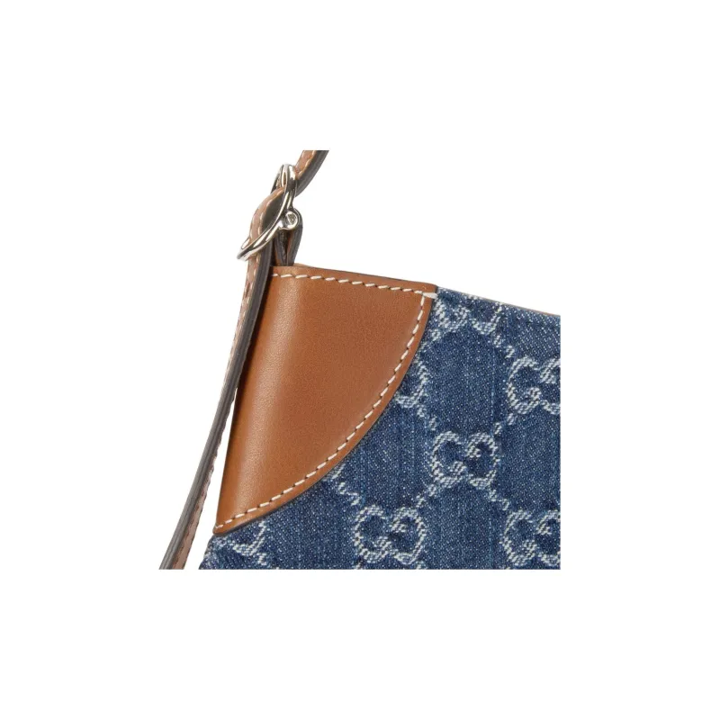 GUCCI GG Emblem Denim Shoulder Bag Extra Mini Women's Blue-4