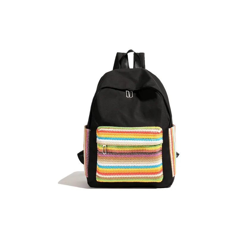 URBAN FOREST Oxford Backpack Regular Unisex Ecru/Black/Green/Pink-6