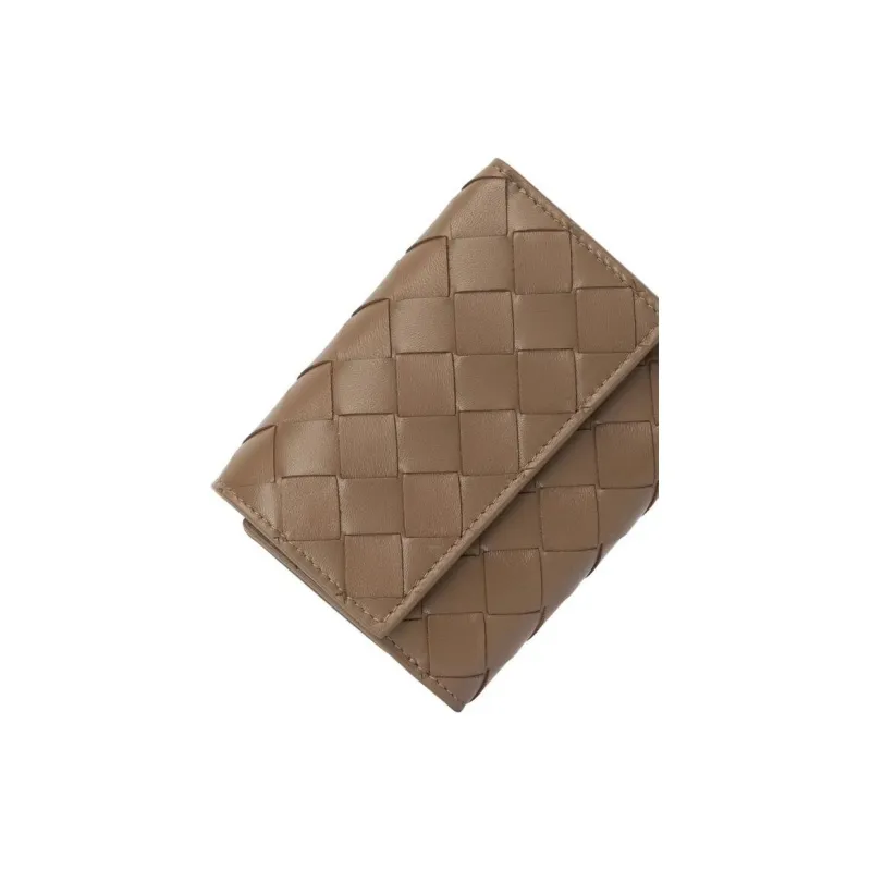 Bottega Veneta Intrecciato Lambskin Wallet Women's Brown-3