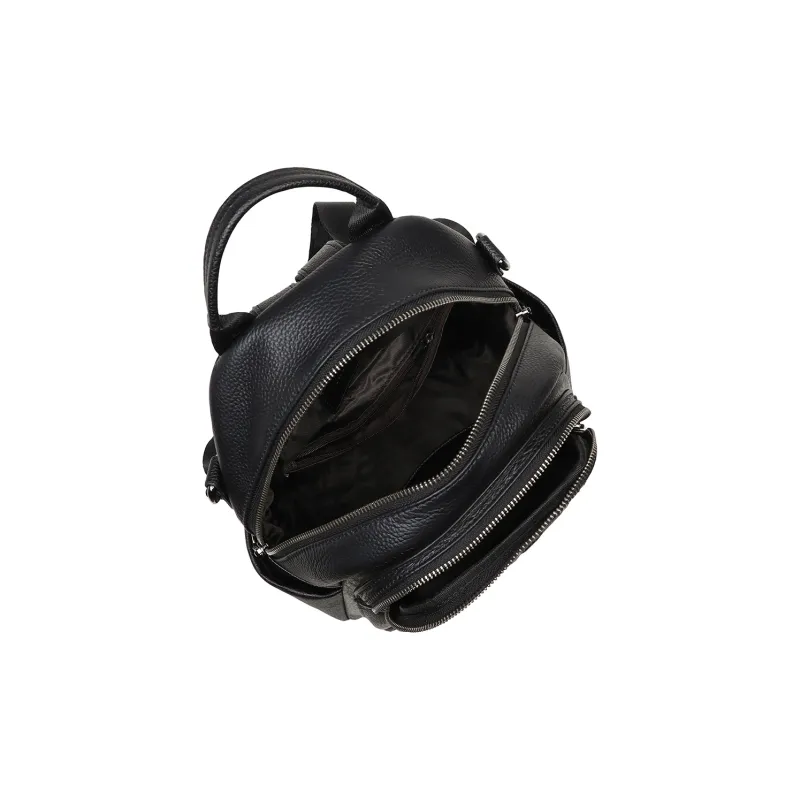 PT'SON Cow Leather Backpack Regular Women's Black/Ecru-6