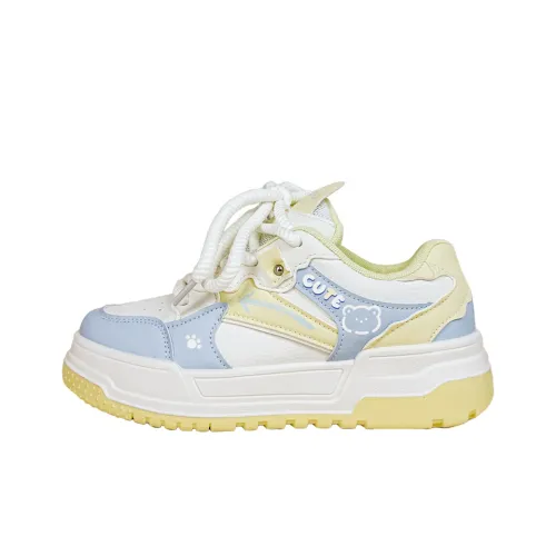 A&M Anti-Slip Wear-Resistant Low-Top Skateboard Shoes Women's White Blue