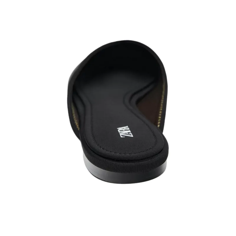 ZARA Abrasion-Resistant Wrap-toe Slippers Women's Black-4