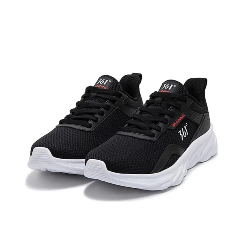 361° Breathable Lightweight Rebound Low Top Casual Running Shoes Men's Black White-1