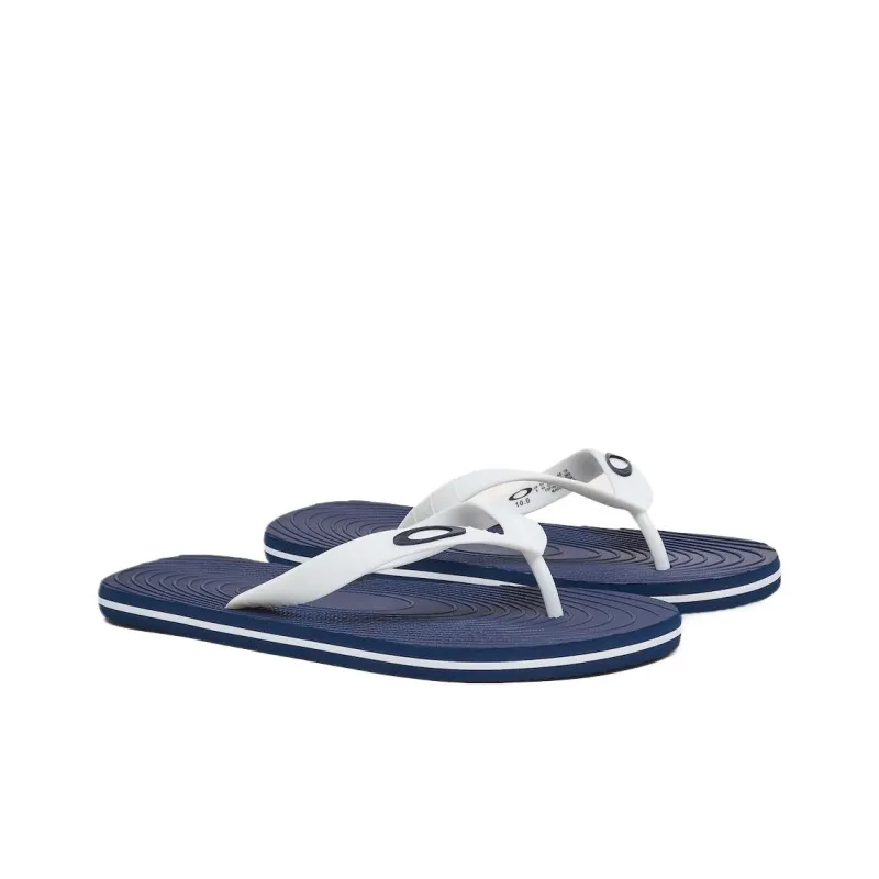 Oakley Slip-Resistant Flip Flops Men's White Blue-1