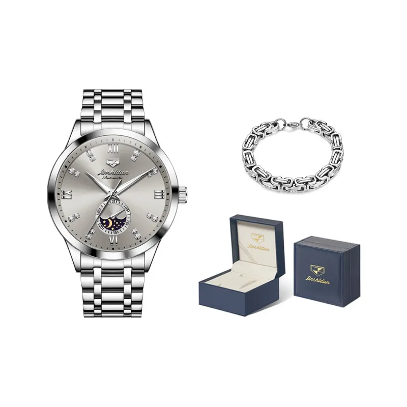Jin Shi Dun Mechanical Movement Watch Men's Watches White Dial-0