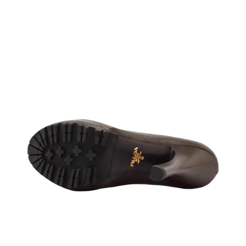 PRADA Slim Heel High Heels Women's Olive Green-5