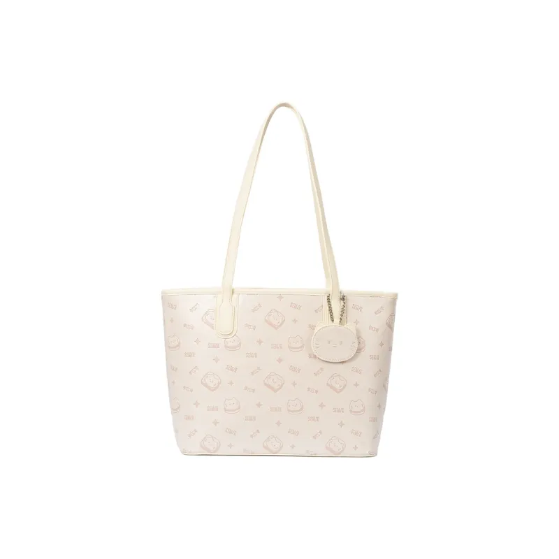 SEM/R Kitten Sketch PU Tote Bag, Shopping Bag, Shoulder Bag Large Size Women's Multicolor-5