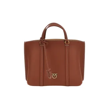 PINKO Calfskin Tote Bag Shopping Bag Shoulder Bag Crossbody Bag Handbag Women's Brown