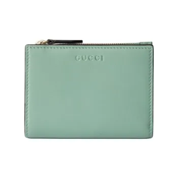 GUCCI Leather Wallet Women's Sage Green